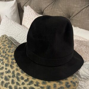 Saks Fifth Avenue, made in France.  Elegant Black Fedora.